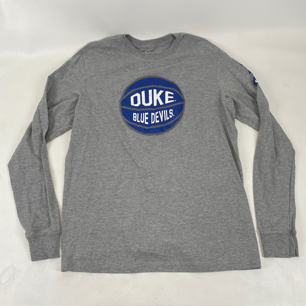 Nike Tee Duke Blue Devils‎ Mens XL Gray Long Sleeve Basketball Graphic T-Shirt